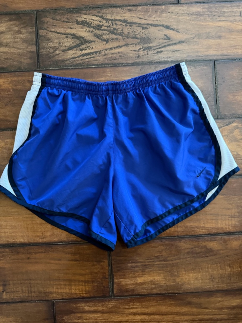 Nike Royal Blue Running Shorts with White Panels and Black Trim